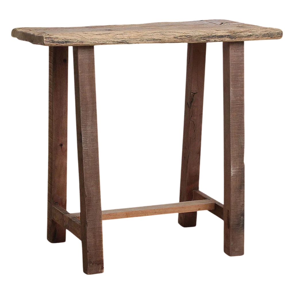 Table d’appoint en bois recyclé organique brun naturel 85x43 cm