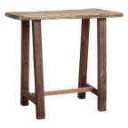 Table d’appoint en bois recyclé organique brun naturel 85x43 cm