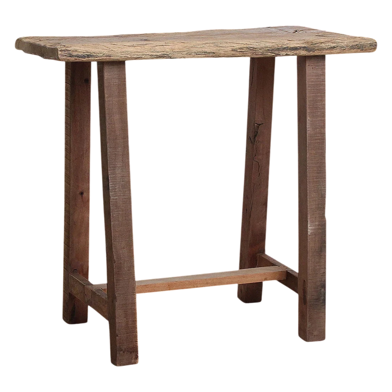 Table d’appoint en bois recyclé forme organique brun naturel – 85x43 cm