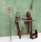 Porte-bouteilles en bois recyclé brun, 3 emplacements, poignée