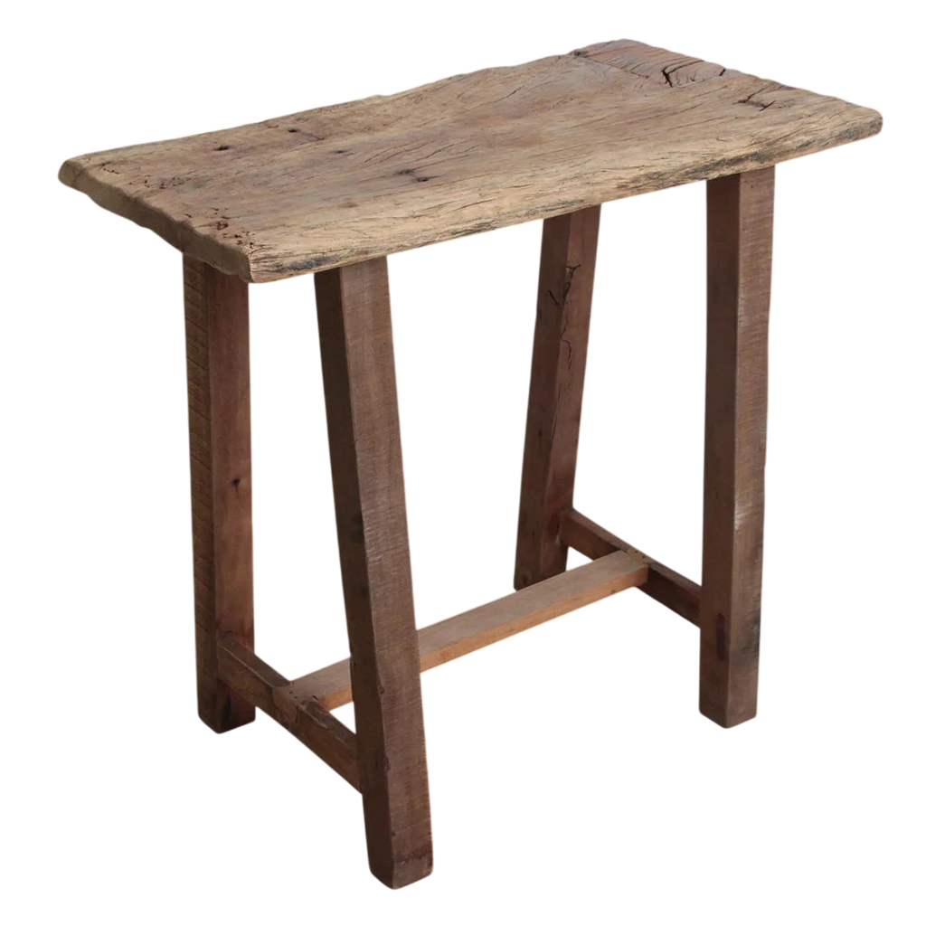 Table d’appoint en bois recyclé organique brun naturel 85x43 cm