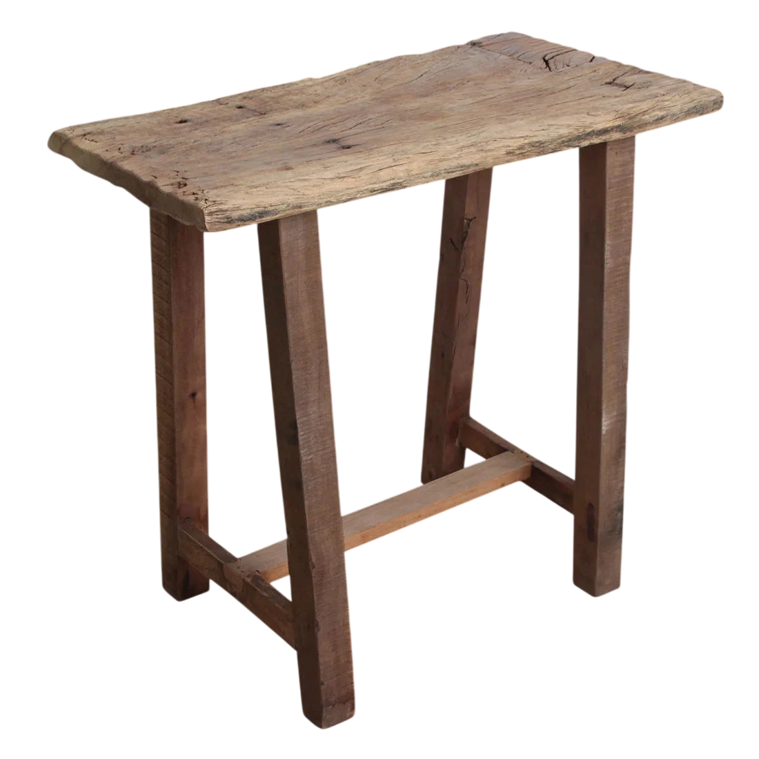 Table d’appoint en bois recyclé organique brun naturel 85x43 cm