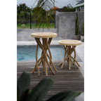 Table d’appoint en bois sculpté – Pieds entrelacés – Ø60 cm