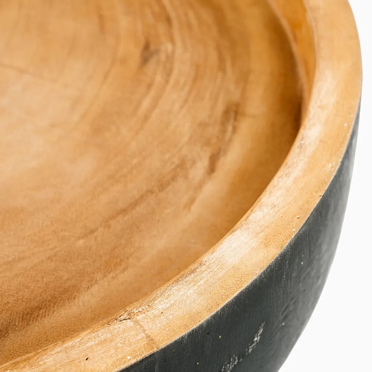 Bol en bois de Suar noir et naturel pour table d’appoint 40x45 cm