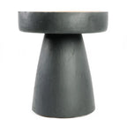 Table d’appoint en bois suar noir et naturel, table cylindrique grise de 40x45 cm
