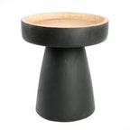 Table d’appoint en bois suar noir et naturel, pied noir, style élégant et moderne