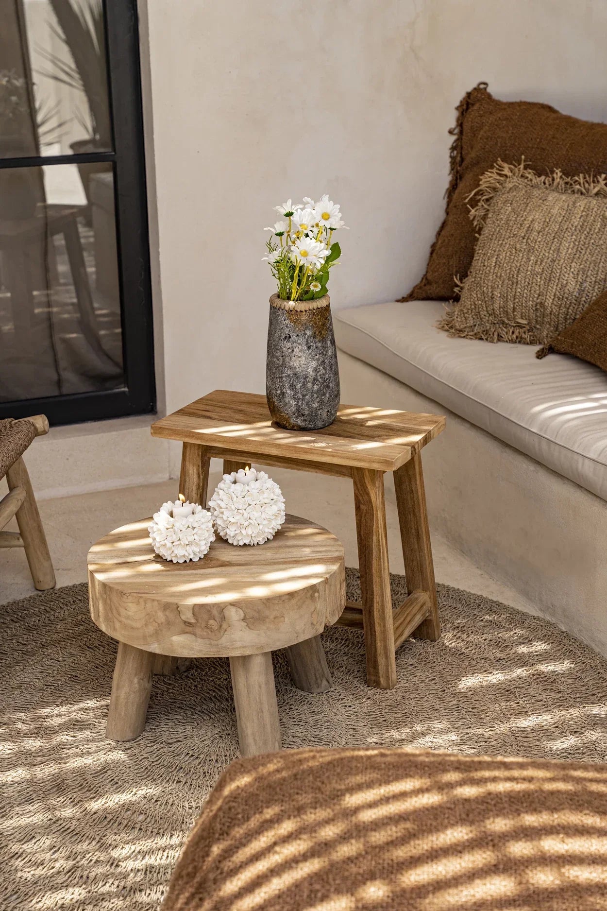 Table d’appoint en bois de teck recyclé 45x45 cm