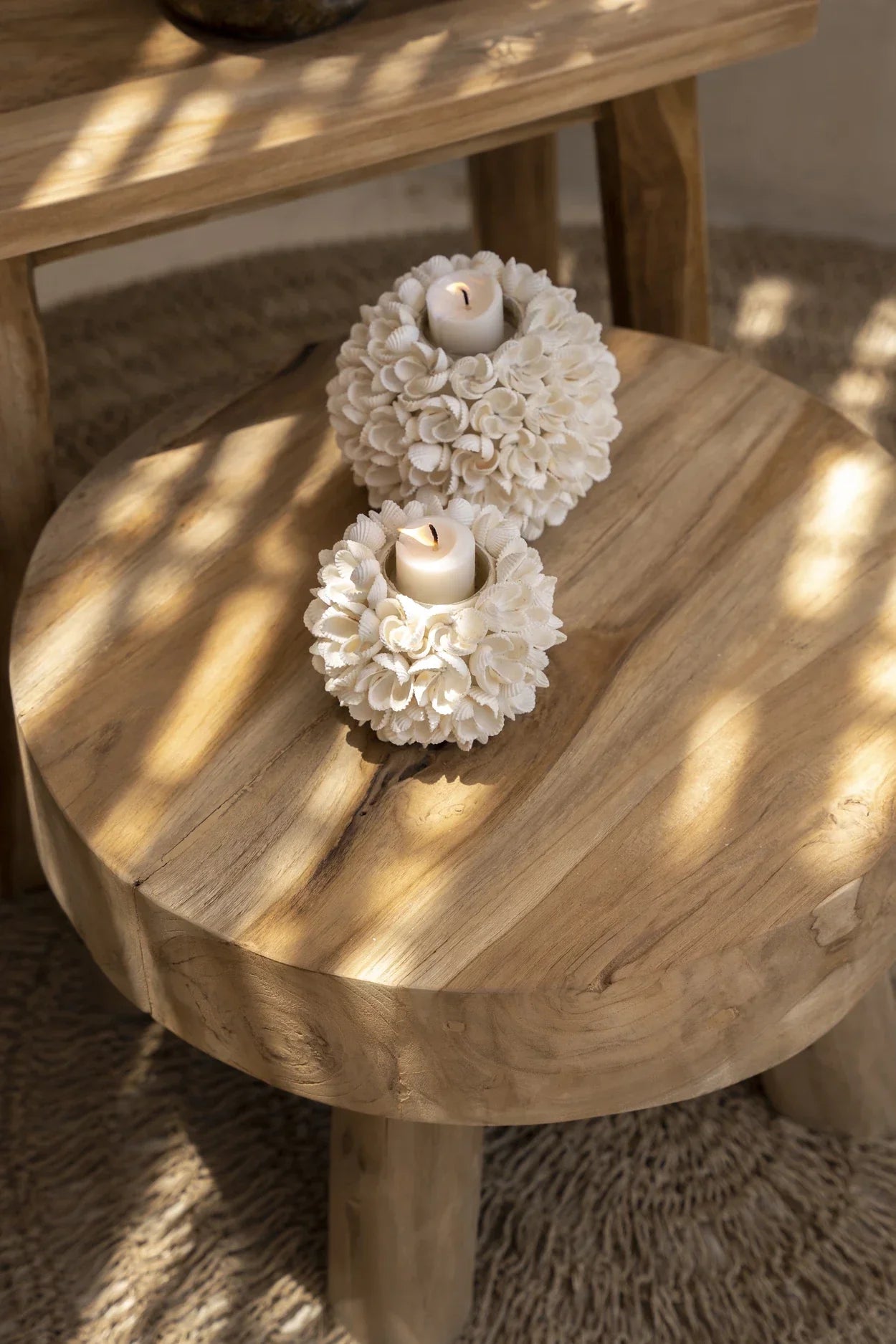 Table d’appoint en bois de teck recyclé 45x45 cm