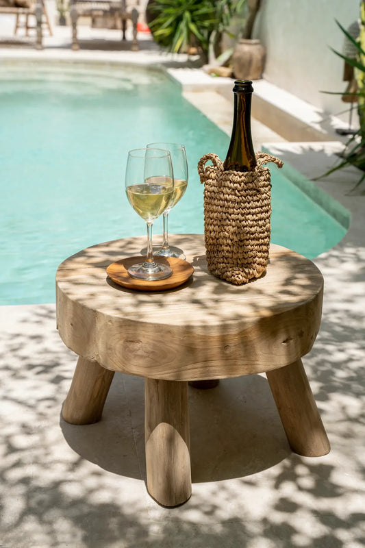 Table d’appoint en bois de teck recyclé 45x45 cm