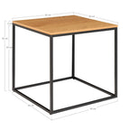 Table d’appoint moderne chêne 45x45 cm cadre acier noir