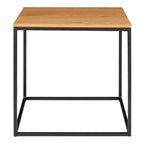 Table d’appoint moderne chêne clair 45x45 cm cadre acier noir