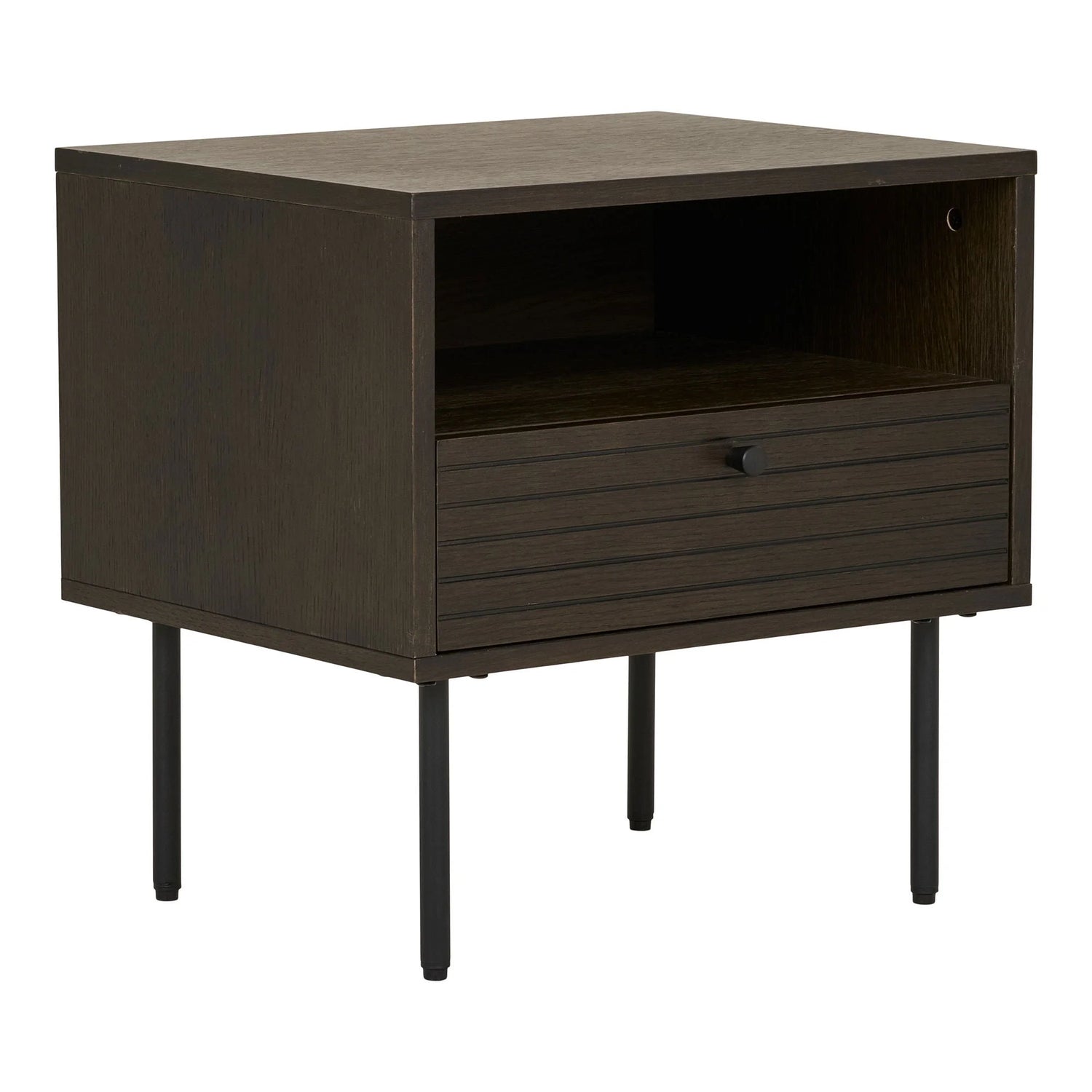 Table d’appoint en chêne fumé avec tiroir 50x40x50 cm