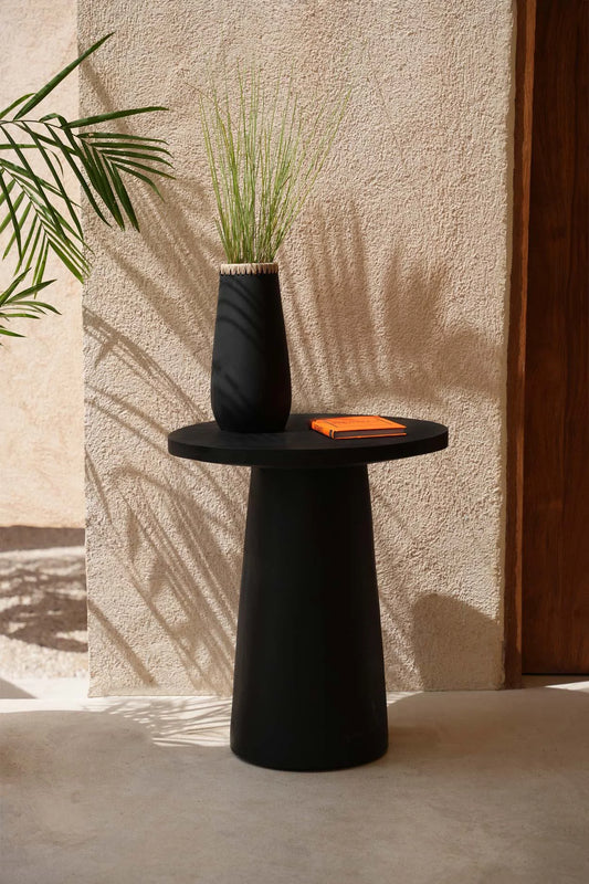 Table d’appoint conique en bois de Munggur noir 50 cm