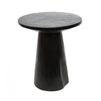 Table d’appoint conique en bois de Munggur noir avec plateau rond et base conique