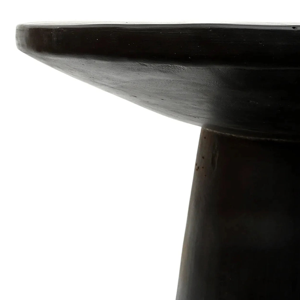Base de table d’appoint conique en bois de Munggur noir, ronde et sombre, 50 cm