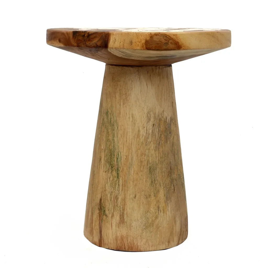 Table d’appoint conique en bois naturel pour décoration intérieure élégante