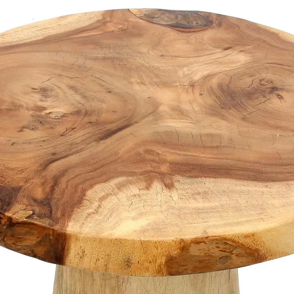Tabouret en bois naturel avec bordure naturelle pour La table dappoint conique en bois