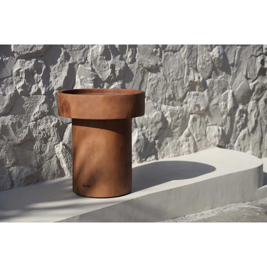 Table d’appoint cylindrique en bois de suar naturel – Ø40 cm