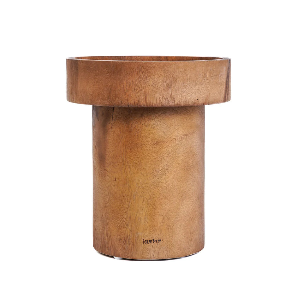 Table d’appoint cylindrique en bois de suar naturel – Ø40 cm