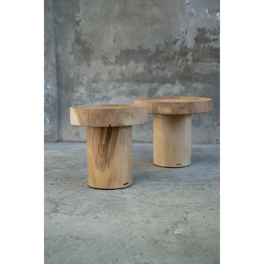 Table d’appoint cylindrique en bois de suar naturel – Ø40 cm