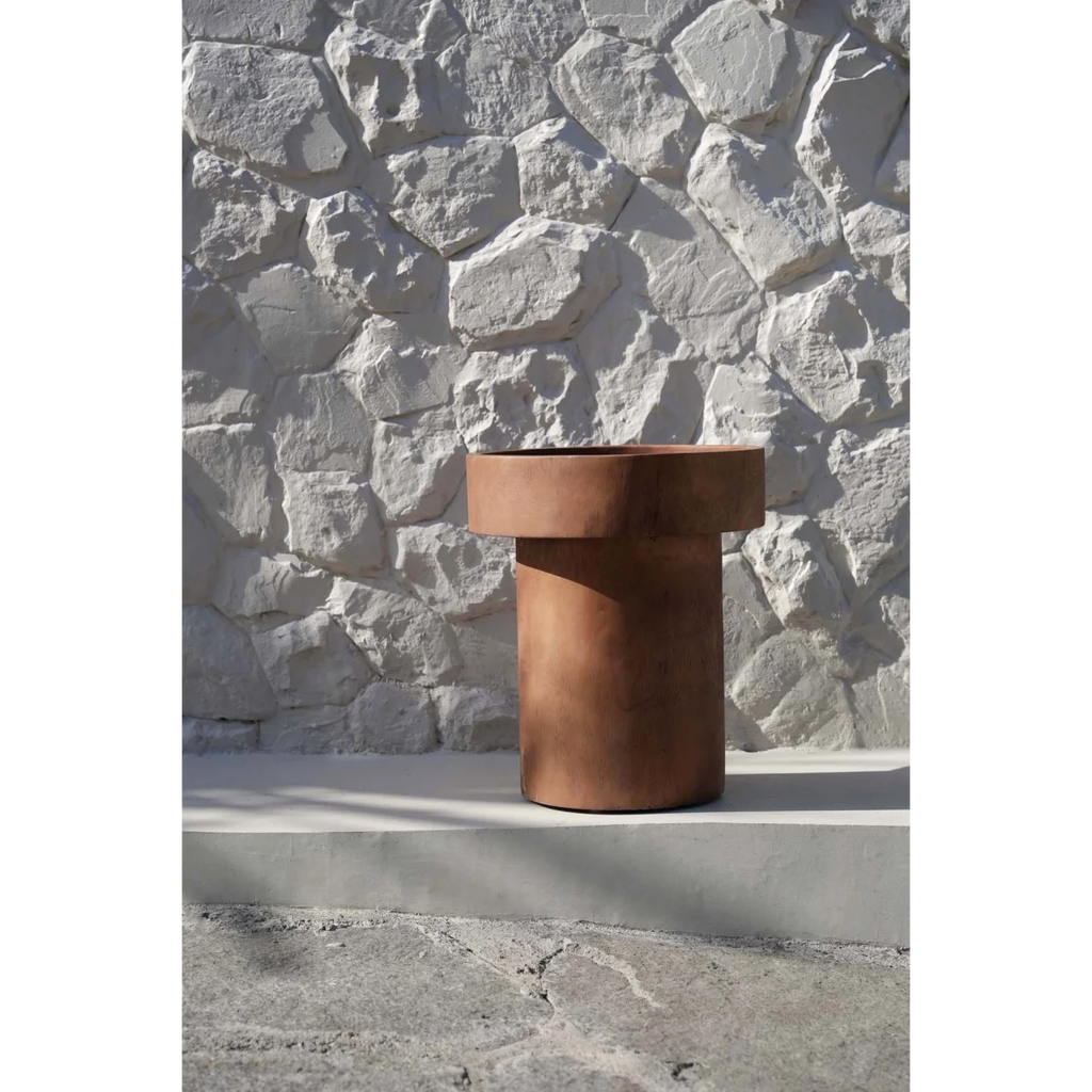 Table d’appoint cylindrique en bois de suar naturel – Ø40 cm