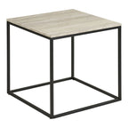 Table dappoint effet travertin piètement métal noir 45x45 cm