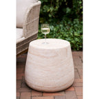 Table d’appoint en fibre d’argile naturelle beige, design texturé effilé ø47 cm