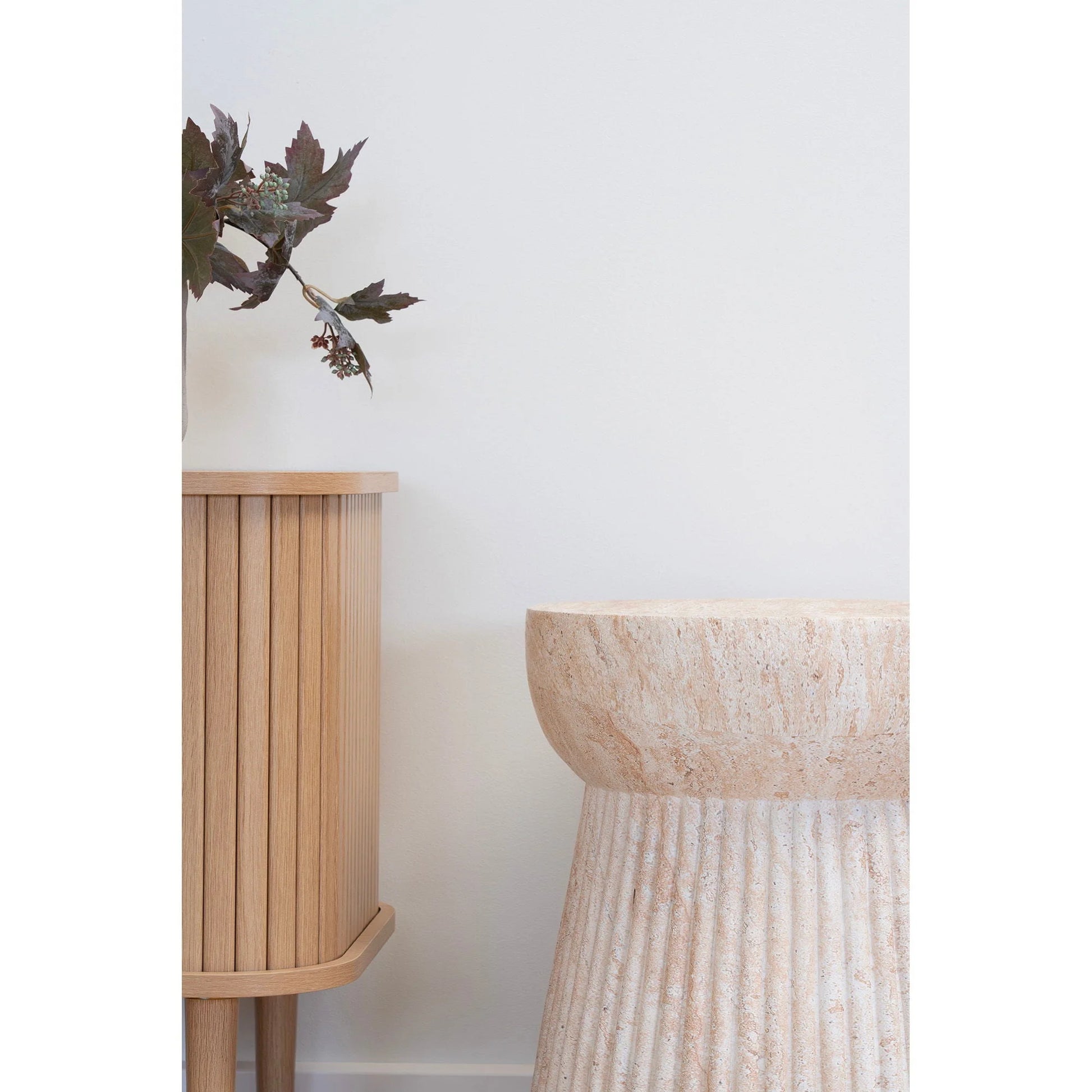 Table d’appoint en fibre minérale rainurée Ø37x43 cm
