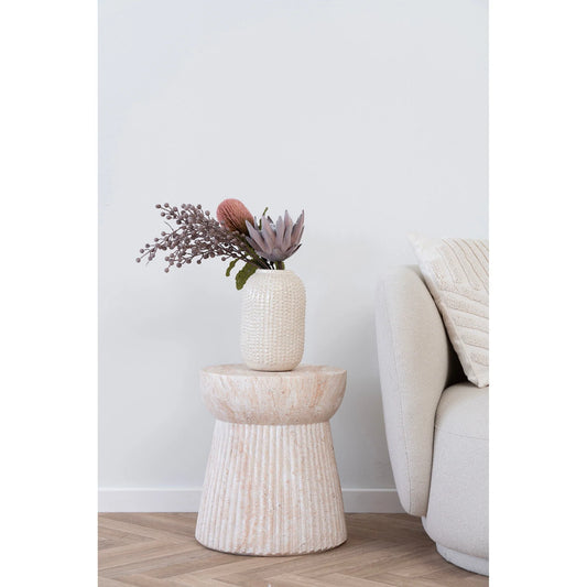 Table d’appoint en fibre minérale rainurée Ø37x43 cm