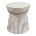 Table d’appoint en fibre minérale rainurée Ø37x43 cm beige texturée