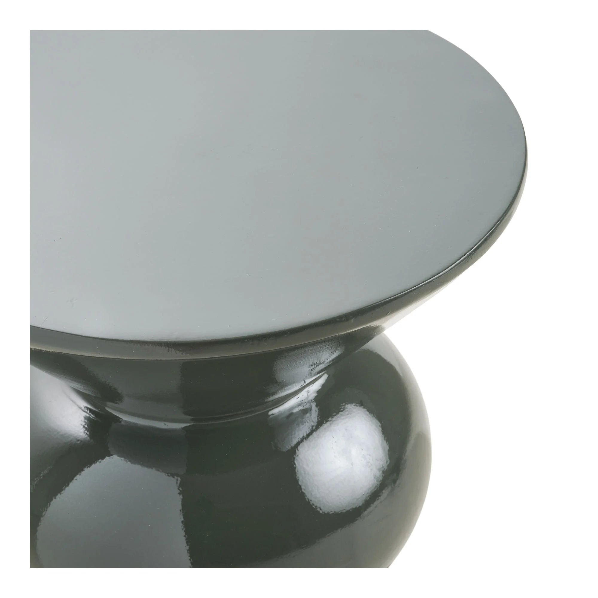 Tabouret d’appoint en fibre de verre laquée vert bouteille, forme sablier, Ø34 cm