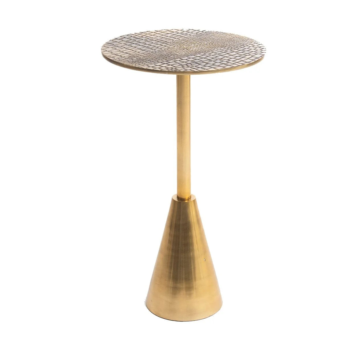 Table d’appoint en laiton motif croco 60x35 cm