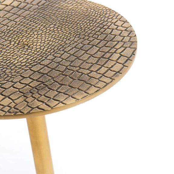 Table d’appoint en laiton motif croco 60x35 cm