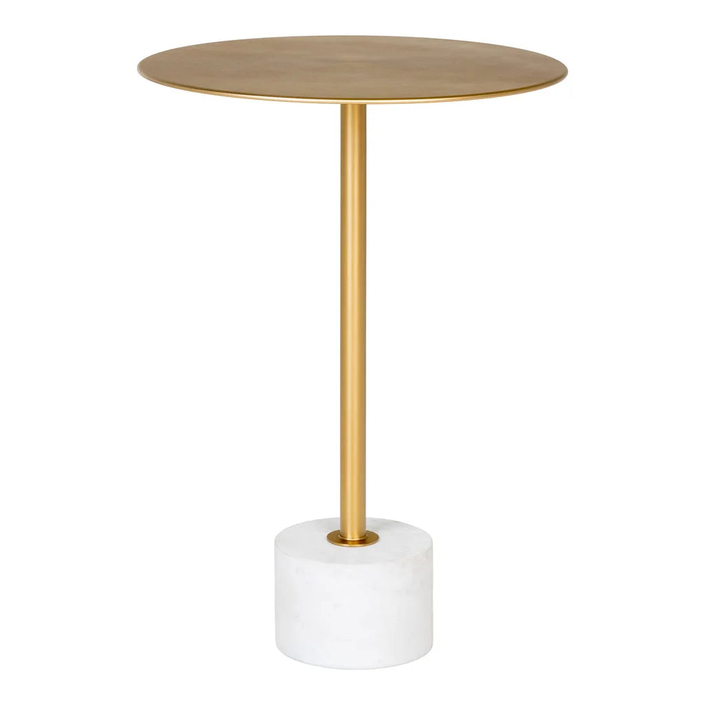 Table d’appoint en marbre et laiton Ø41x58 cm