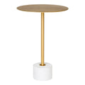 Table d’appoint en marbre blanc et laiton doré Ø41x58 cm