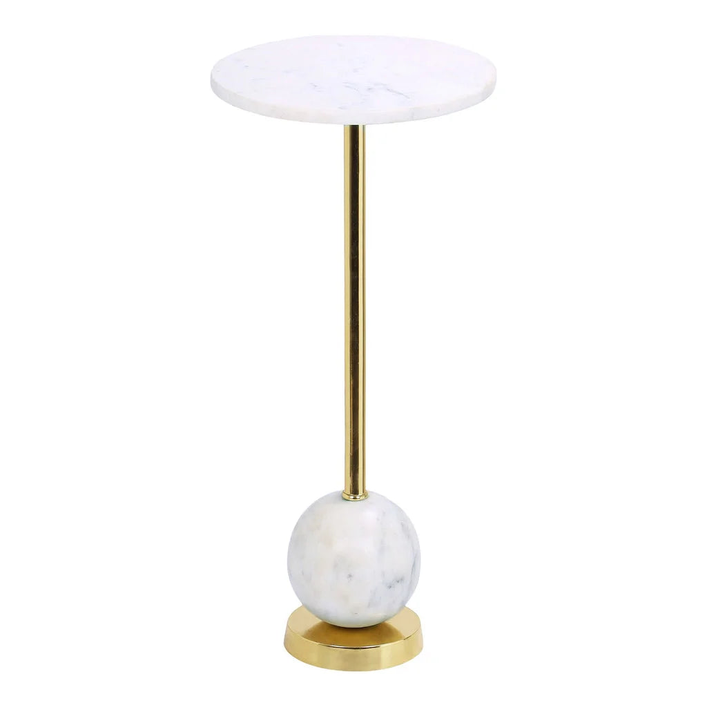 Table d’appoint en marbre et laiton rond Ø25x54 cm
