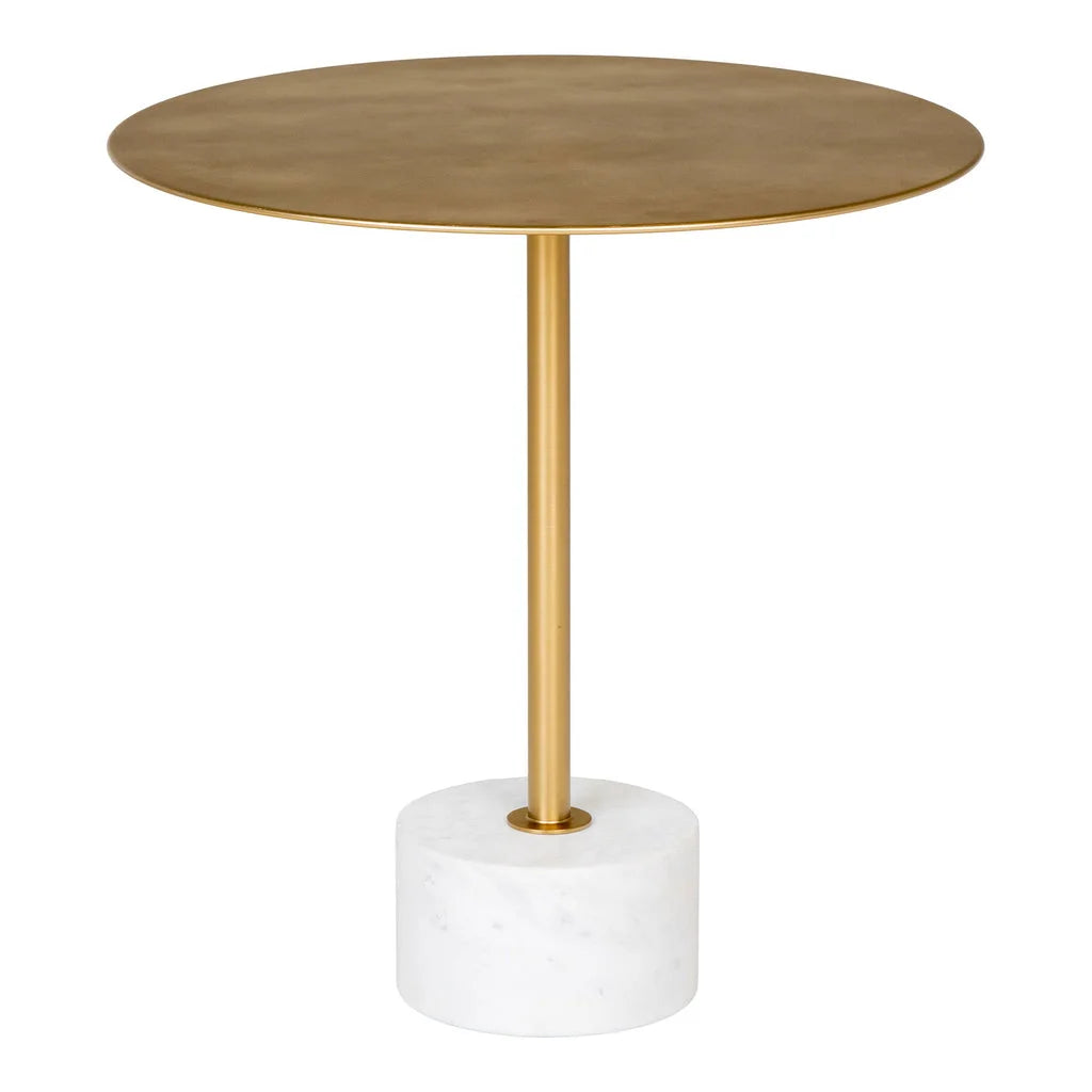 Table d’appoint en marbre et laiton rond Ø51x52 cm