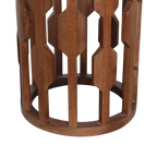 Table d’appoint en bois ajouré géométrique avec marbre noir, Ø40 cm