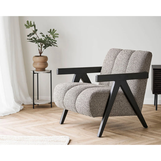 Table d’appoint en MDF aspect travertin et acier noir