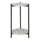 Table d’appoint en MDF aspect travertin et acier noir
