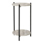 Table d’appoint en MDF aspect travertin et acier noir