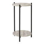 Table d’appoint en MDF aspect travertin et acier noir