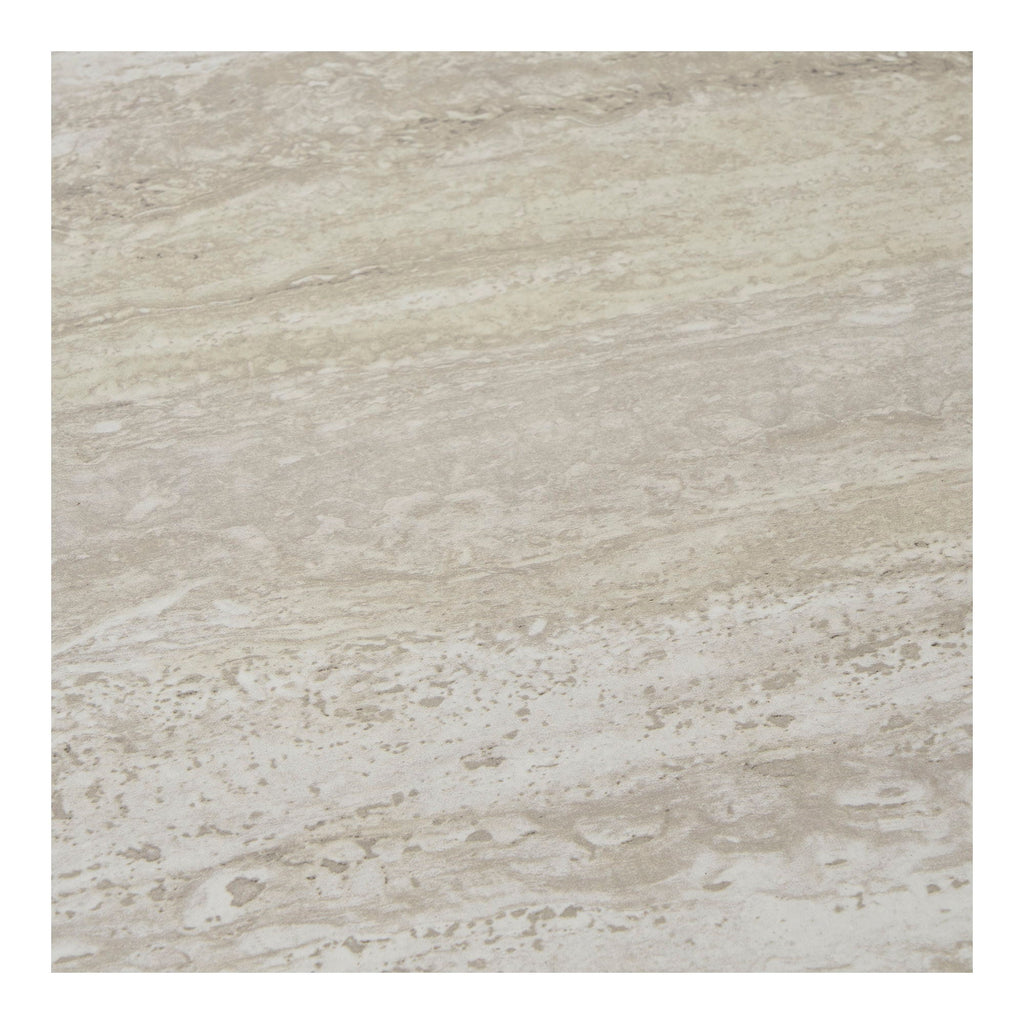 Table d’appoint en MDF aspect travertin beige veiné poli