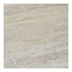 Table d’appoint en MDF aspect travertin beige veiné poli