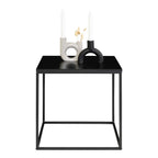Table d’appoint noire en acier et bois 45x45 cm minimaliste
