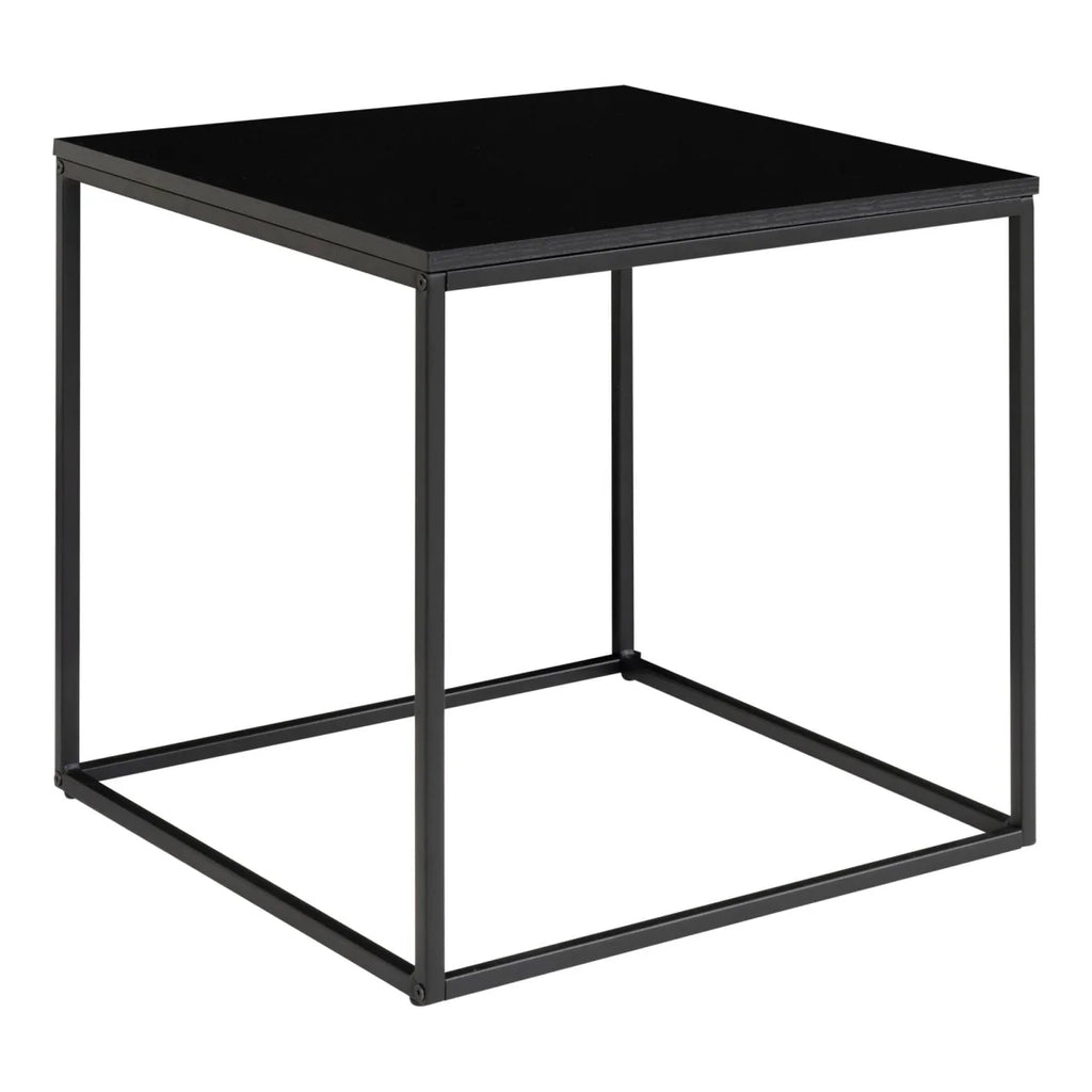 Table d’appoint noire en verre et métal 45x45 cm