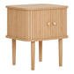 Table d’appoint en pin et MDF naturelle 2 portes 45x50 cm