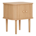 Table d’appoint en pin et MDF naturelle 2 portes 45x50 cm