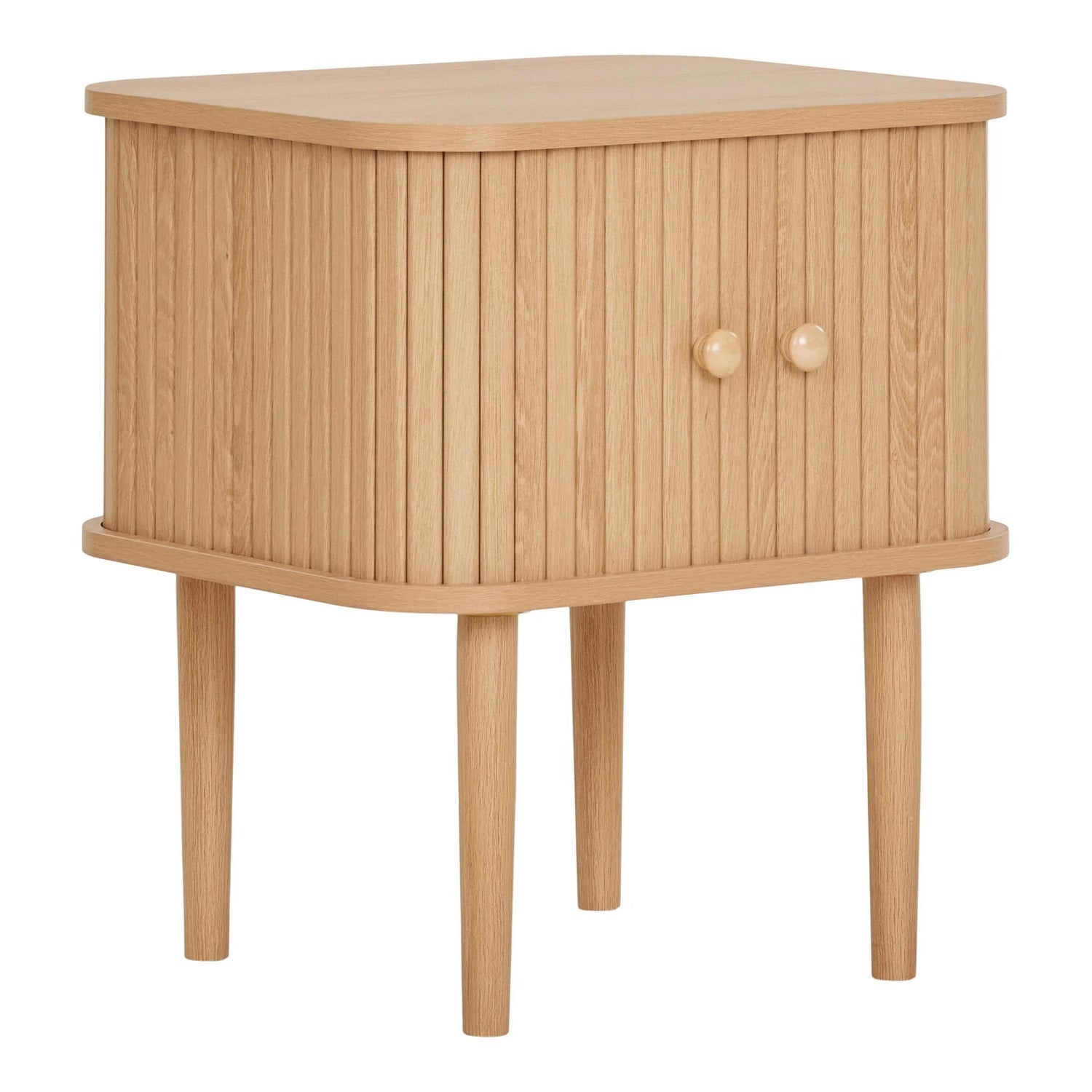 Table d’appoint en pin et MDF naturelle 2 portes 45x50 cm