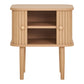 Table d’appoint en pin et MDF naturelle 2 portes 45x50 cm